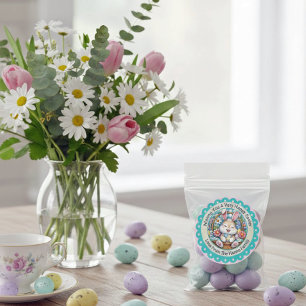 Cute Bunny Easter Basket Spring Floral Rabbit Classic Round Sticker