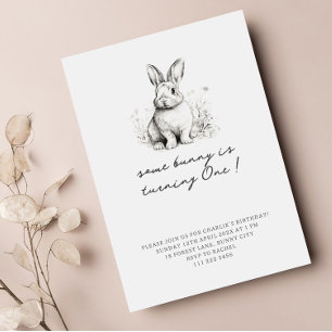 Cute Bunny Easter Birthday Invitation