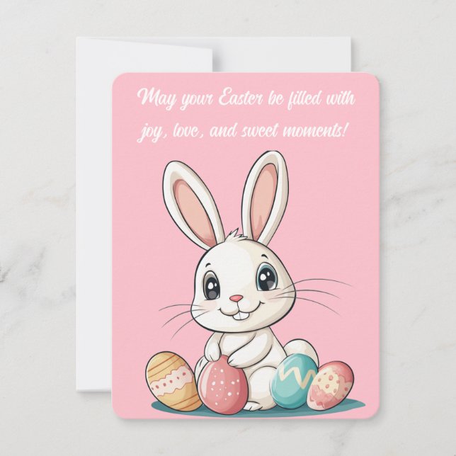  Cute Bunny Easter Card – Adorable Easter Eggs (Front)