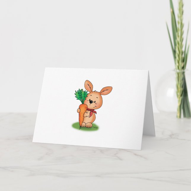Cute Bunny Easter Card with Card (Front)