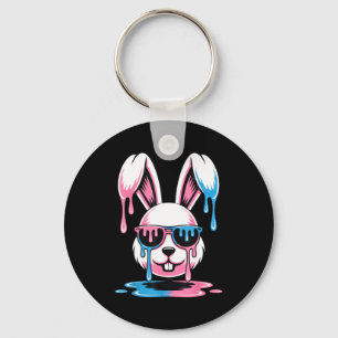 Cute bunny easter day funny rabbit ice cream drip key ring