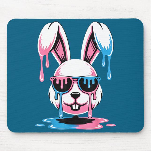 Cute bunny easter day funny rabbit ice cream drip mouse pad (Front)
