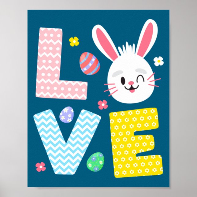 Cute Bunny Easter Day Womens Poster (Front)
