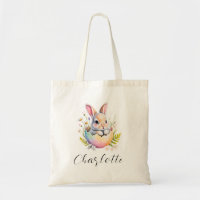 Cute Bunny Easter Egg Personalised Tote Bag