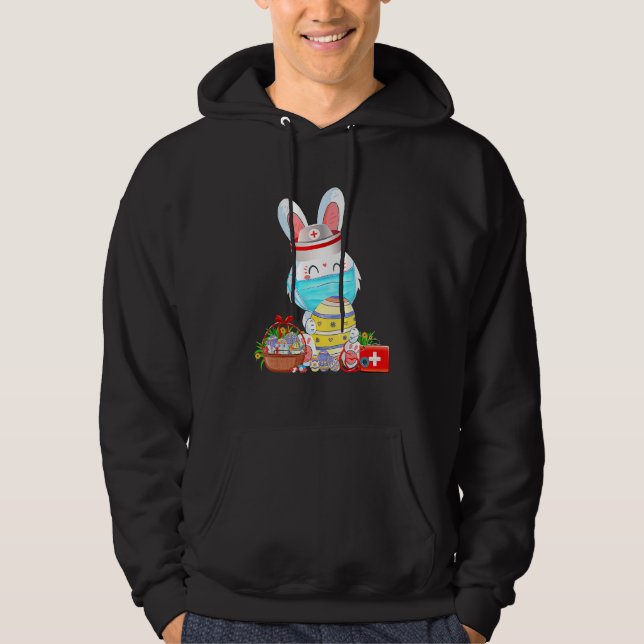 Cute Bunny Easter Face Mask Nurse Stethoscope East Hoodie (Front)