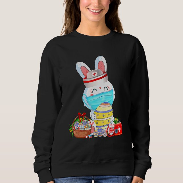 Cute Bunny Easter Face Mask Nurse Stethoscope East Sweatshirt (Front)