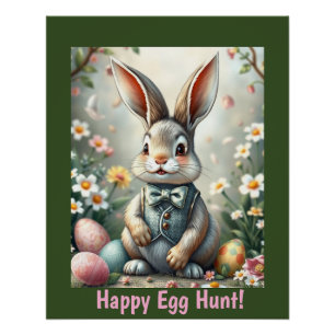 Cute Bunny Easter Glossy Poster