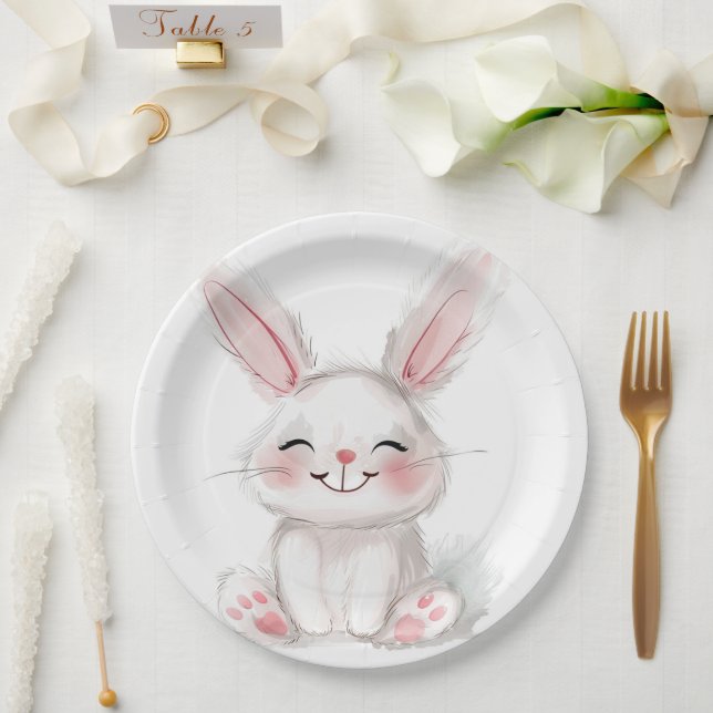 Cute bunny Easter paper plates (Wedding)
