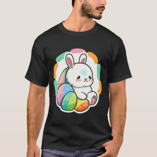 Cute bunny easter rainbow eggs cartoon spring t T-Shirt