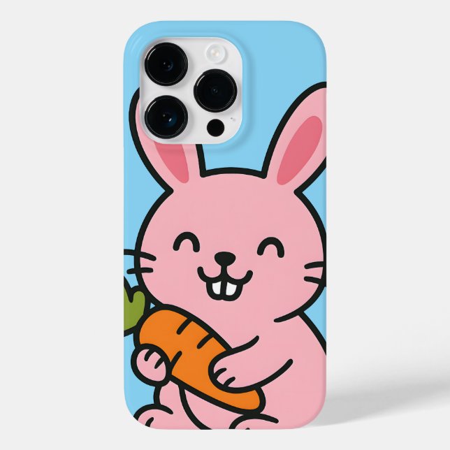 Cute Bunny Eating Carrot – Adorable Rabbit Phone C Case-Mate iPhone Case (Back)