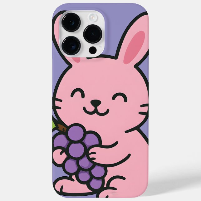 Cute Bunny Eating Grapes – Funny Phone Case (Back)