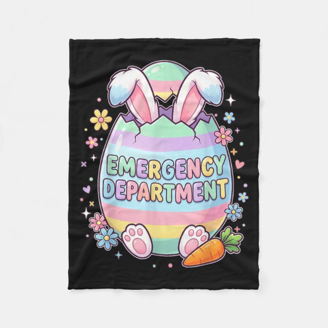 Cute Bunny Egg ER Nurse Easter Emergency Fleece Blanket (Front)