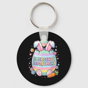 Cute Bunny Egg ER Nurse Easter Emergency Key Ring