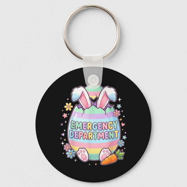 Cute Bunny Egg ER Nurse Easter Emergency Key Ring (Front)