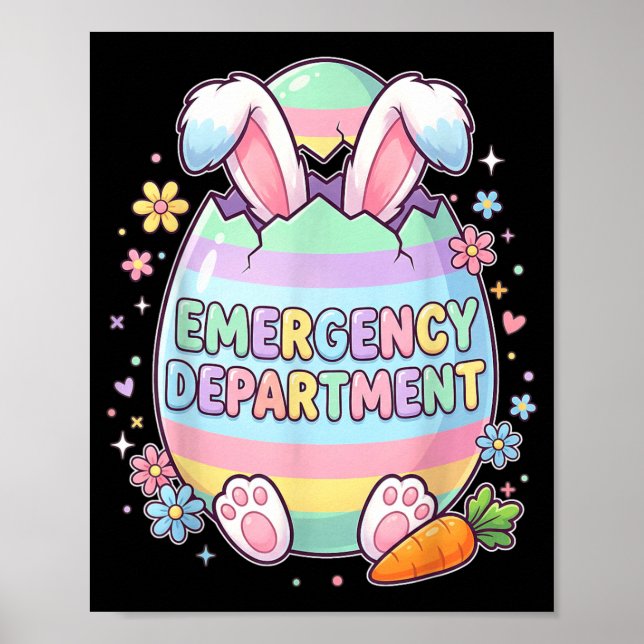 Cute Bunny Egg ER Nurse Easter Emergency Poster (Front)