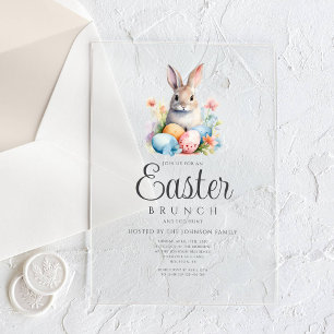 Cute Bunny Egg Hunt And Easter Brunch Acrylic Invitations