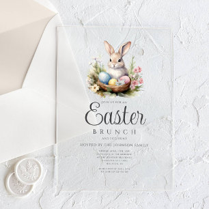 Cute Bunny Egg Hunt And Easter Brunch Acrylic Invitations