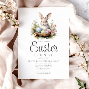 Cute Bunny Egg Hunt And Easter Brunch  Invitation