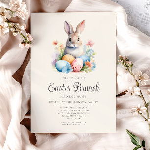 Cute Bunny Egg Hunt And Easter Brunch  Invitation