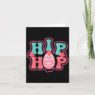 Cute bunny egg hunt hip hop happy easter black t card
