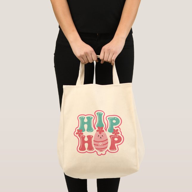 Cute Bunny Egg Hunt Hip Hop Happy Easter Tote Bag (Front (Product))
