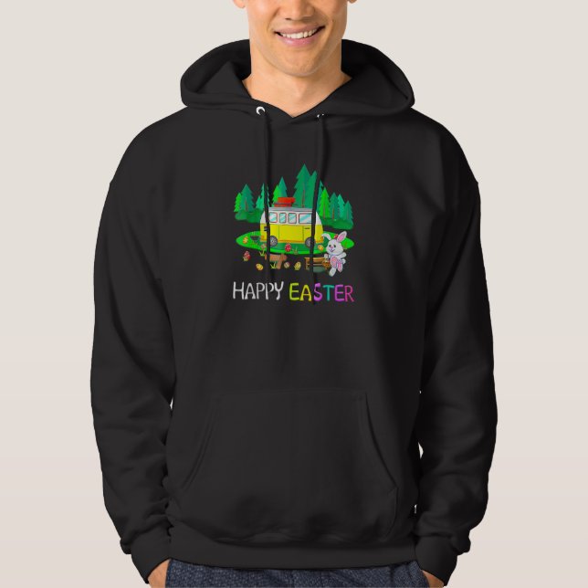 Cute Bunny Eggs Easter Camping Happy Easter Day 20 Hoodie (Front)