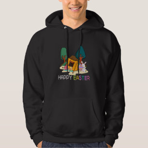 Cute Bunny Eggs Easter Camping Happy Easter Day Ki Hoodie