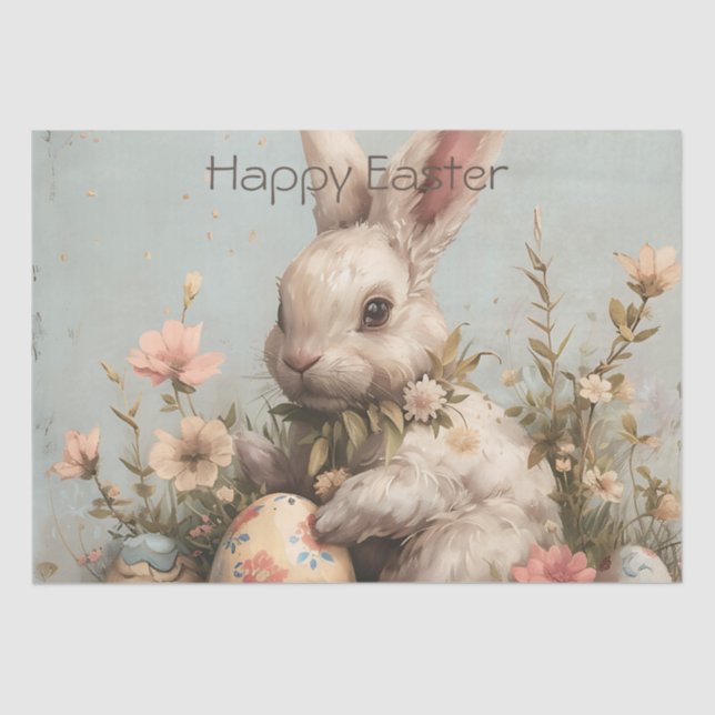 Cute Bunny Eggs Flowers Easter  Tissue Paper (Front)