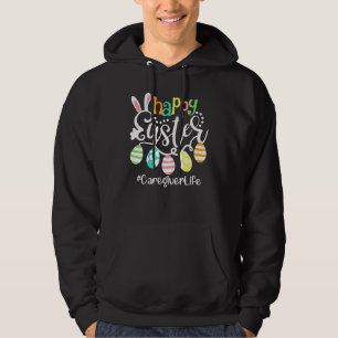Cute Bunny Eggs Happy Easter Caregiver Hoodie