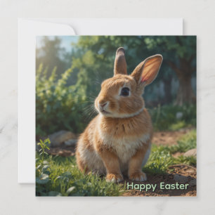 Cute Bunny English cottage garden Easter Holiday Card