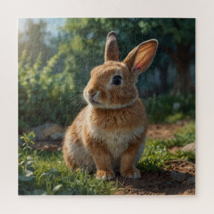 Cute Bunny English cottage garden Easter  Jigsaw Puzzle