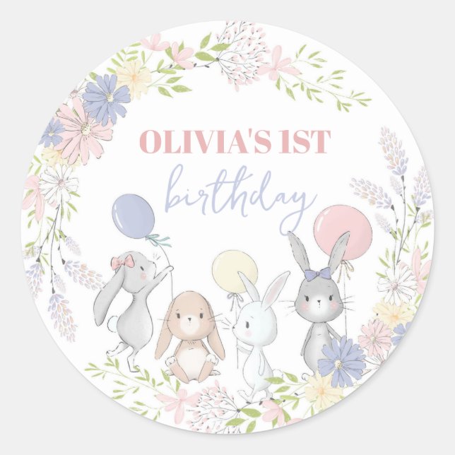 Cute Bunny Envelope Seals sticker labels (Front)