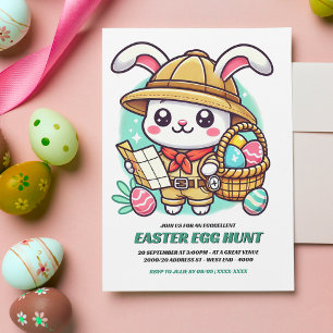 Cute Bunny Explorer Easter Egg Hunt Invitation