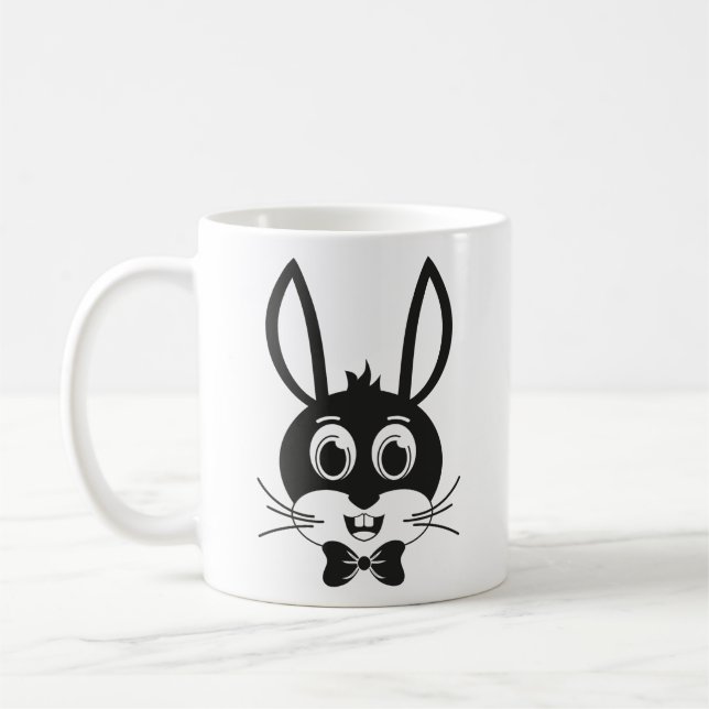 Cute Bunny Face Boy Cartoon Easter Rabbit Coffee Mug (Left)
