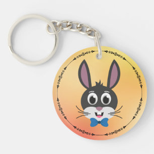 Cute Bunny Face Boy Cartoon Easter Rabbit Key Ring