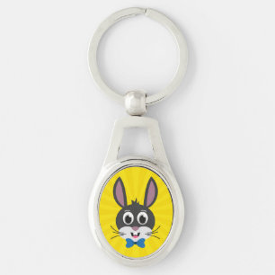 Cute Bunny Face Boy Cartoon Easter Rabbit Key Ring