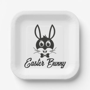 Cute Bunny Face Boy Cartoon Easter Rabbit Paper Plate