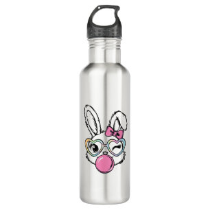 Cute Bunny Face Bubblegum Glasses Pink Coquette Bo 710 Ml Water Bottle