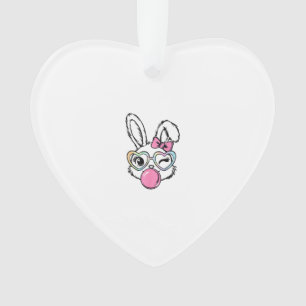Cute Bunny Face Bubblegum Glasses Pink Coquette Bo Ornament