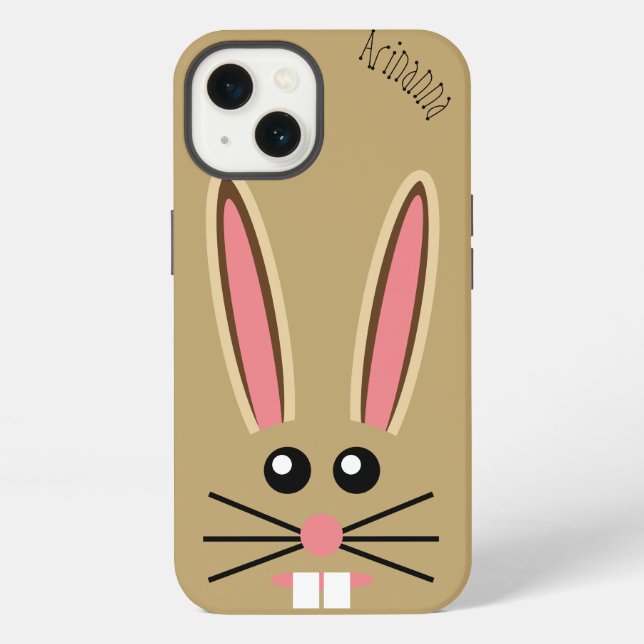 Cute Bunny Face Customisable iPhone Case (Back)