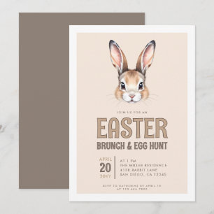 Cute Bunny Face Easter Brunch and Egg Hunt Invitation