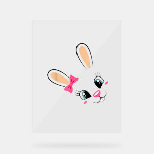 Cute Bunny Face Easter Bunny Funny Rabbit Girls Ea Acrylic Sign