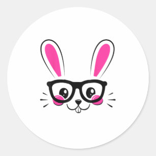 Cute Bunny Face Easter Bunny Funny Rabbit Girls Ea Classic Round Sticker