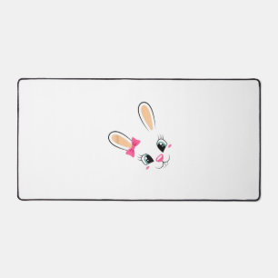 Cute Bunny Face Easter Bunny Funny Rabbit Girls Ea Desk Mat