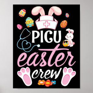 Cute Bunny Face Easter Eggs Happy Day Picu Nurse E Poster