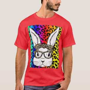 Cute Bunny Face Glasses Rainbow For Boys Men Kids T-Shirt