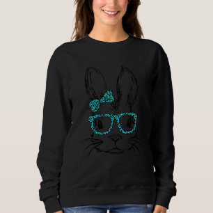 Cute Bunny Face Green Buffalo Plaid Glasses Happy Sweatshirt