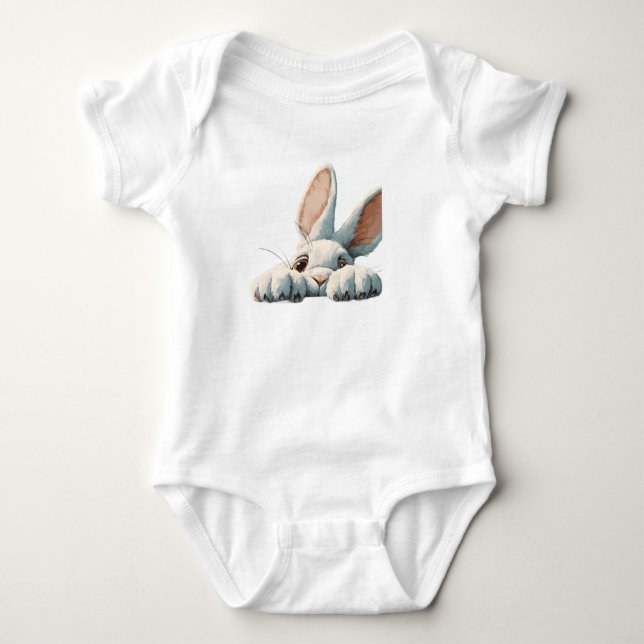 Cute Bunny Face | Kawaii Rabbit Design Baby Bodysuit (Front)