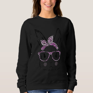 Cute Bunny Face Leopard Glasses Headband Happy Eas Sweatshirt