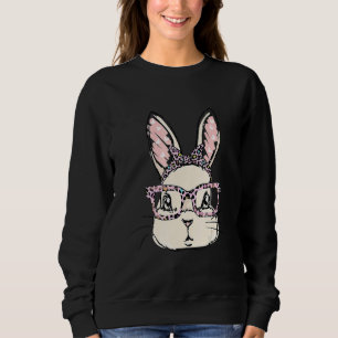 Cute Bunny Face Leopard Glasses Headband Happy Eas Sweatshirt